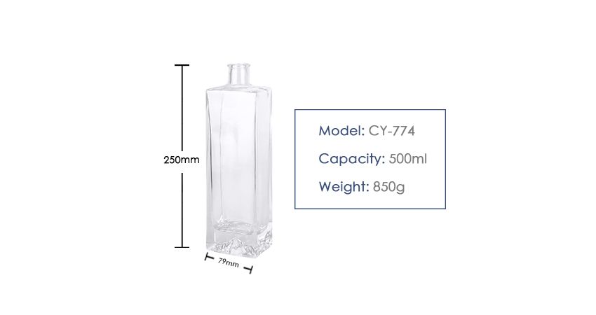 500ml Liquor Glass Bottle CY-774-Product size