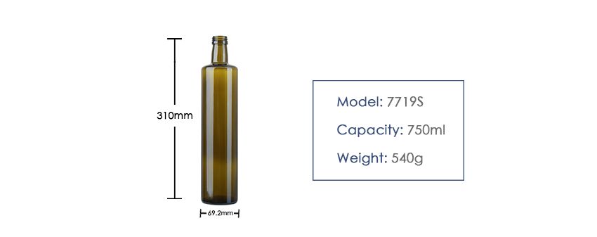750ML Round Olive Oil Glass Bottle 7719S-Product size