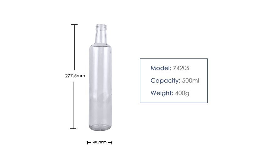 500ML Round Olive Oil Glass Bottle 7420S Transparent-Product-Parameter