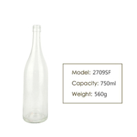 750ml Burgundy Clear Glass Wine Bottle 2709SF
