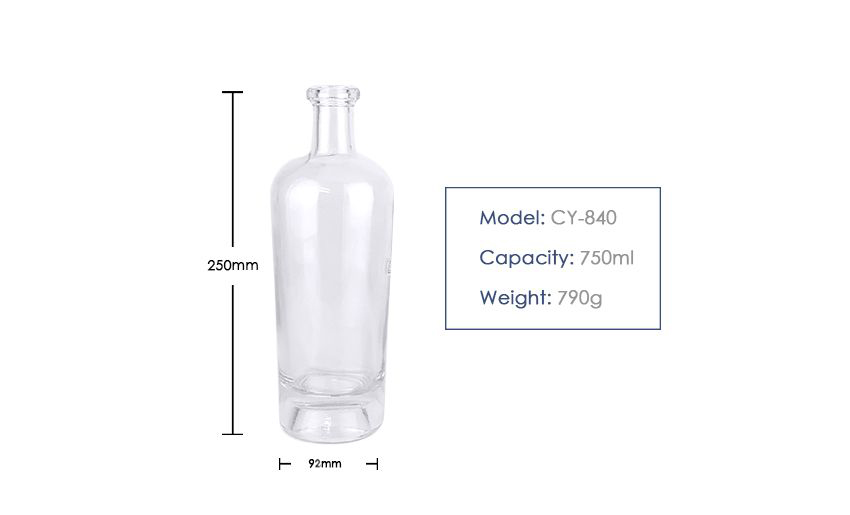 750ml Liquor Glass Bottle CY-840-Product Size