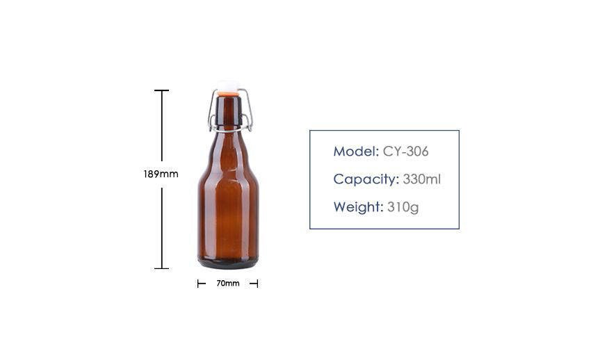 330ml Swing Cap Beer Glass Bottle CY-306 product size