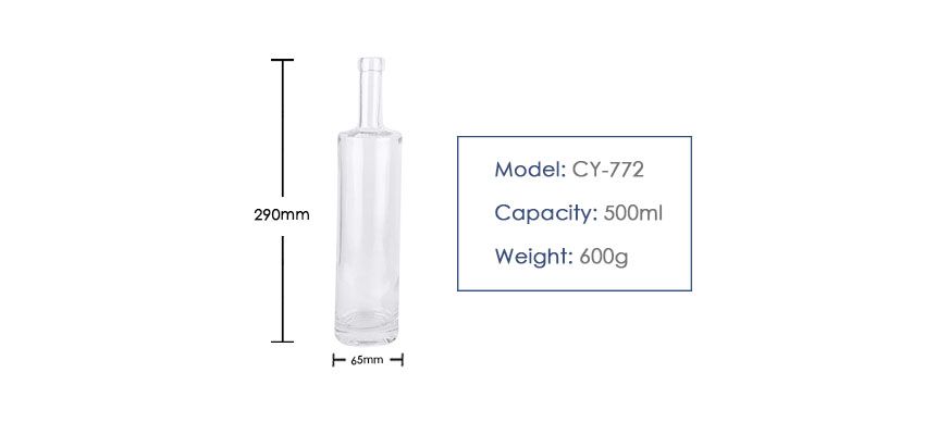 500ml Liquor Glass Bottle CY-772-Product size
