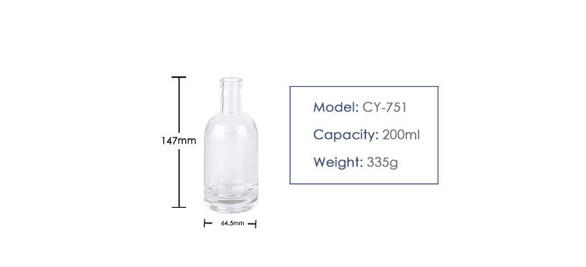 200ml Liquor Glass Bottle CY-751-Product size