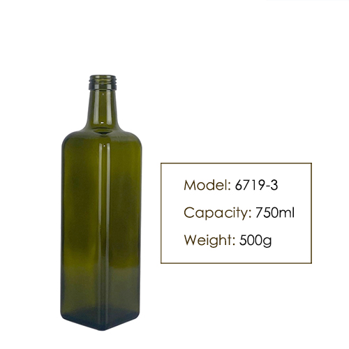 750ML Square Olive Oil Glass Bottle 6719S-3