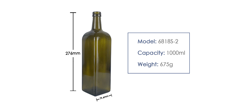 1000ML Square Olive Oil Glass Bottle 6818S-2-Product size