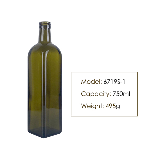 750ML Square Olive Oil Glass Bottle 6719S-1