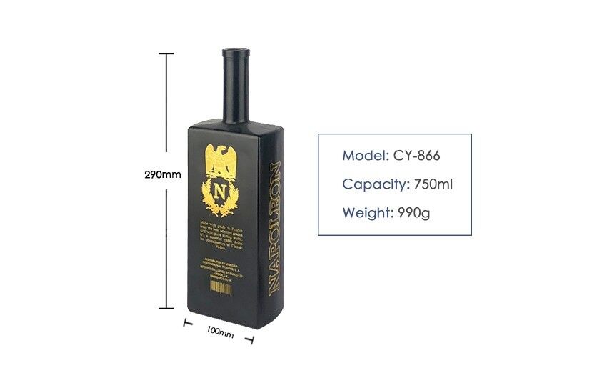 750ml Liquor Glass Bottle CY-866 - Product Size