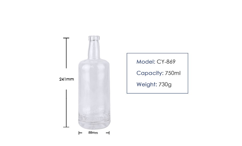 750ml Liquor Glass Bottle CY-869 - Product Size